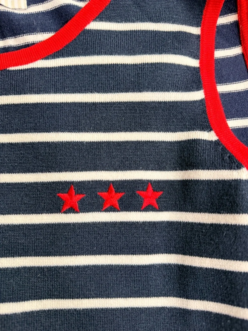 White Stag Vintage Navy Stripe Red Star Embroidered Tank Top Sleeveless XL 16-18 - Picture 6 of 6